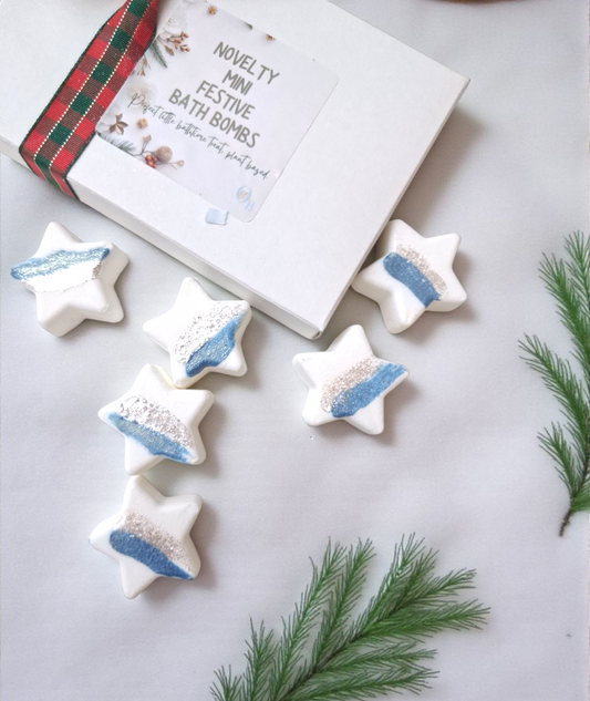 Mini Christmas stars. bath bombs. Snowberry Fig scent