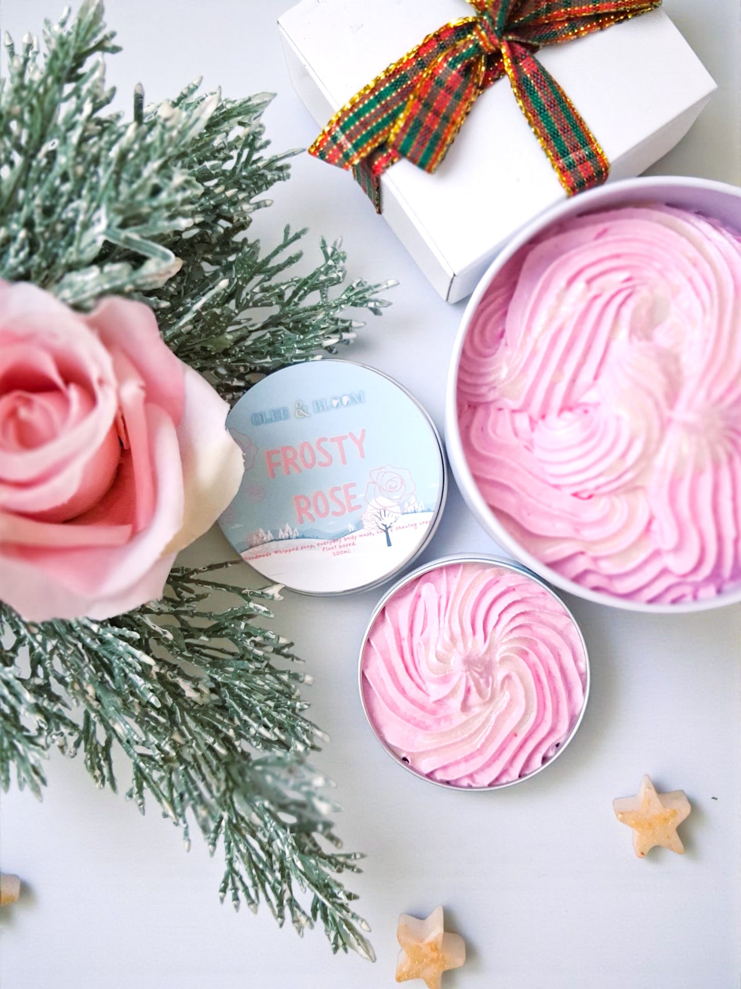 Frosty Rose Whipped soap. Festive collection